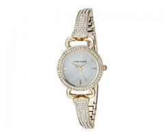 Anne Klein Women's AK/2816MPGB Swarovski Crystal Accented Gold-Tone Bangle Watch